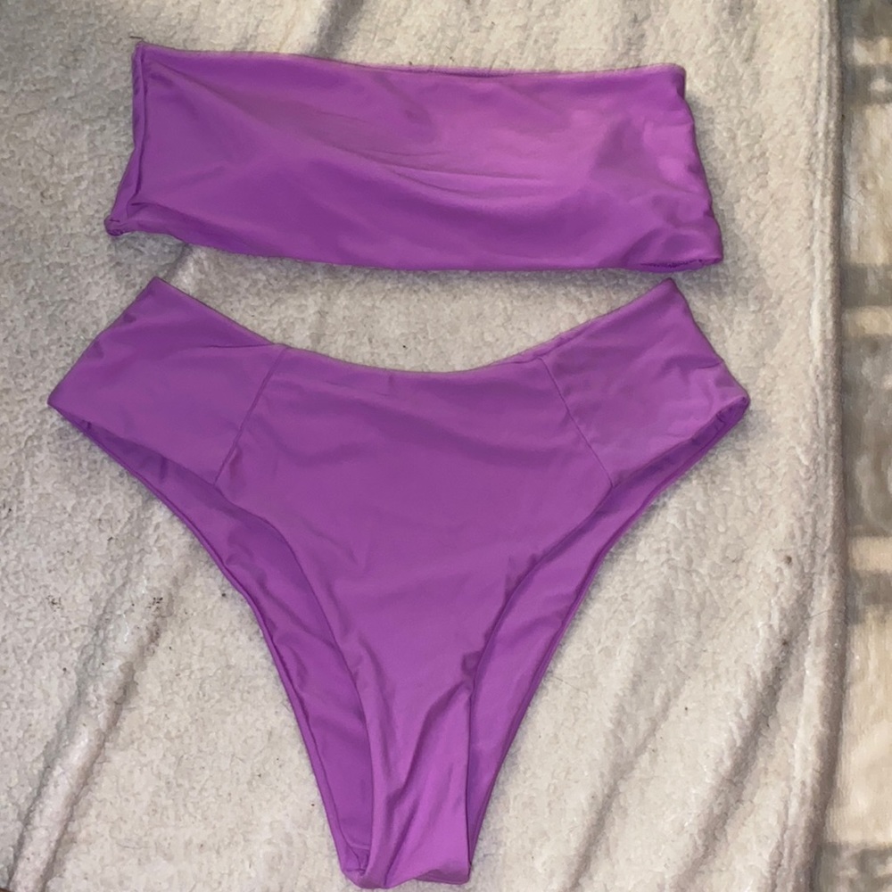 High waisted bandeau bathing suit still has padding in the top